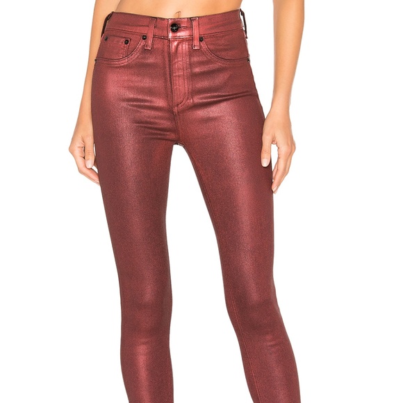 rag & bone Denim - Coated Metallic Burgundy Rag & Bone Jeans